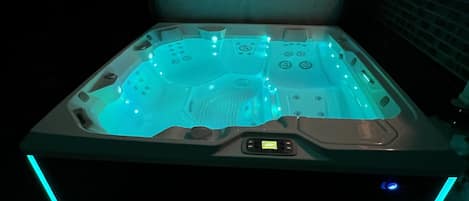 Rejuvenate in the salt water hot tub.