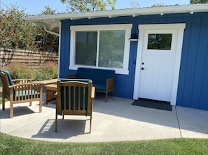 Seating area just outside the front door.