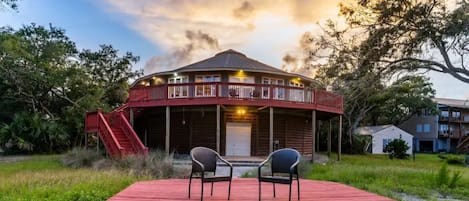 Our beachfront round house. 