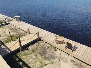 70-ft soundfront boardwalk for fishing, lounging, and water sports.