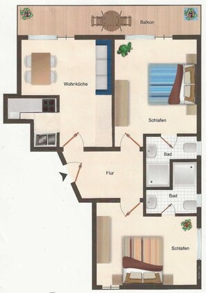 Ferienwohnung Nr. 3, Balkon (Südseite)-FeWo 3 - Übersicht