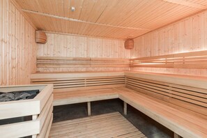 A traditional wooden sauna offering a peaceful and rejuvenating experience.

