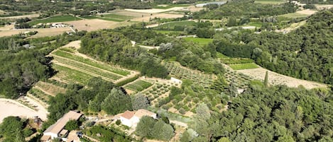 Vue aérienne de la propriété en campage