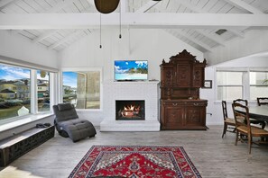 TV and fireplace