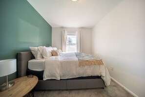 This room has a comfortable king bed and spacious closet. The window faces East.