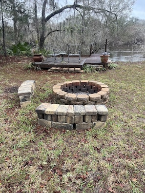 Fire pit and built in benches