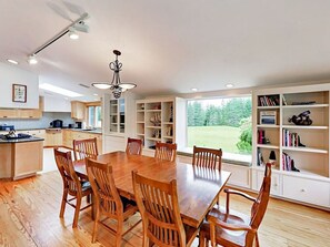 Open dining room area with seating for 8.