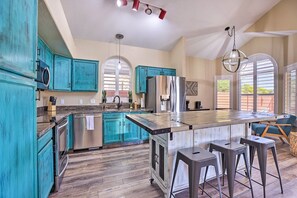 Kitchen with Arizona desert design. Has coffee nook for quiet mornings.