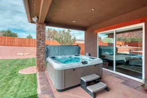 After your invigorating swim enjoy a soothing soak in the hot tub.