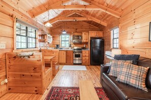 The living space is open and bright.