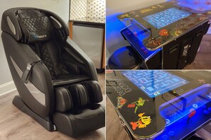 Full-body massage chair & Arcade Cocktail Table