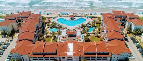 Beautiful oceanfront courtyard with 3 pools & 2 hot tubs