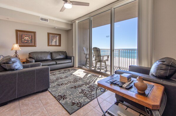 Gulf front living room.
