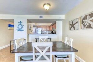 Dining area and snack bar looking into the kitchen