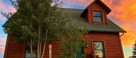 Cabin at sunset, we have some amazing sunsets!