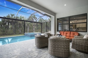 Sitting area of the screened in lanai