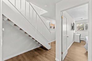 The condo has two levels. Bottom floor has 2 bedrooms and a large bathroom.