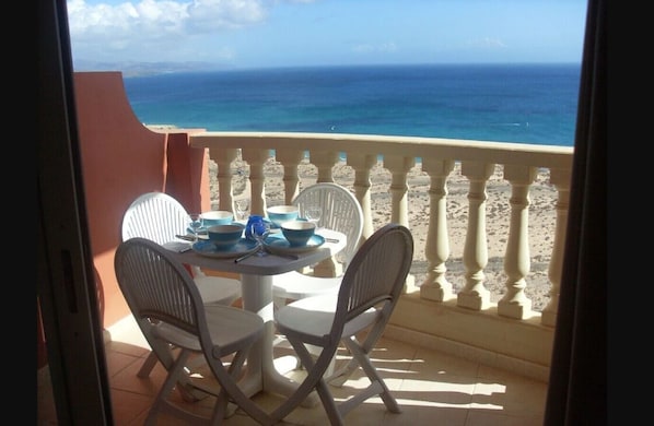 Dining on the private balcony with amazing ocean views.