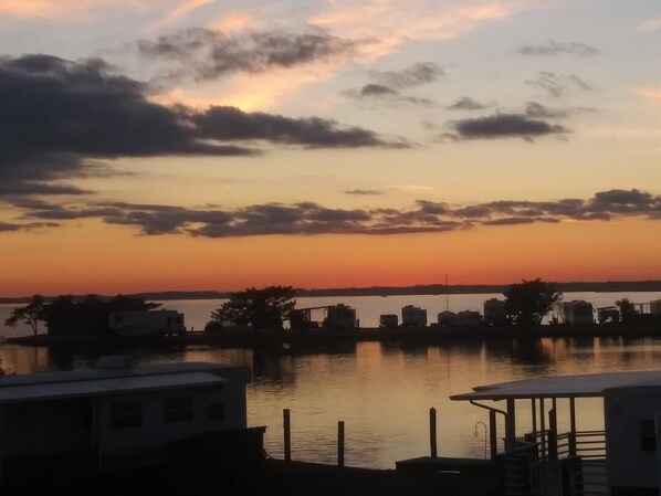 Sunset view from the covered deck.