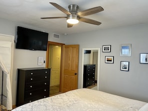 Master comes with full size mirror, TV, ceiling fan and private bathroom.