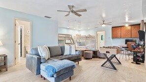 Our game room, also doubling as our fifth bedroom