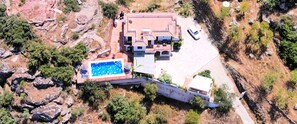 View looking down to Villa and pool