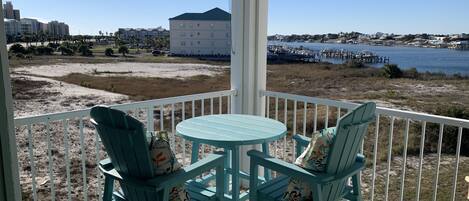 Stunning views of Ol River and Gulf from balcony 