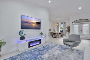 Fireplace cabinet and large screen smart TV