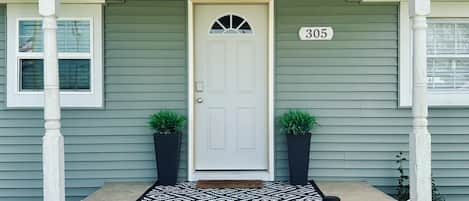 Front porch with brand new updates - welcome!