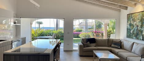 Ocean view from open concept kitchen and family room.  