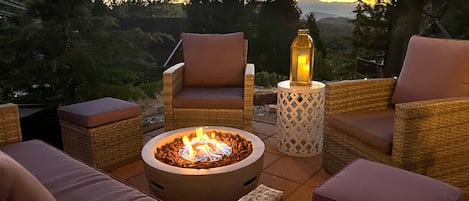 The most amazing view of the sunset from fire pit in back yard.