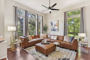 Elegant comfy leather couch with generous seating