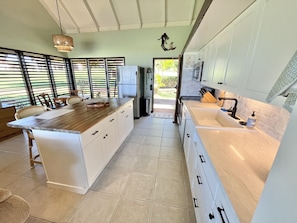 New kitchen cabinets, quartz counters.