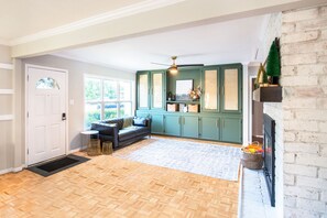 Warm family room with fireplace ! 