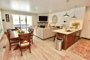 Kitchen, dining and living room