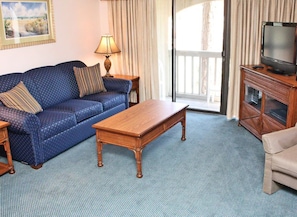 Living room to balcony. 2nd pull out couch not pictured.