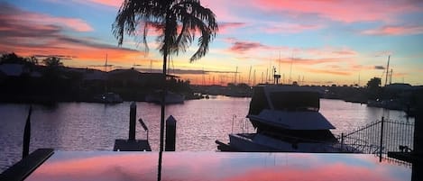 Infinity pool at sunset