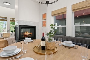 Cozy Dining Area with Fireplace | Seating for 8!