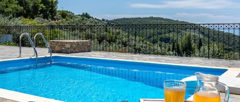 Pool and terrace with a beautiful panoramic view