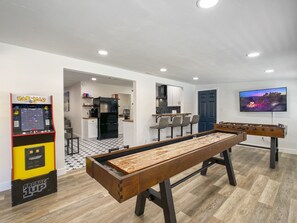 Shuffleboard, foosball, or PacMan in the game room!