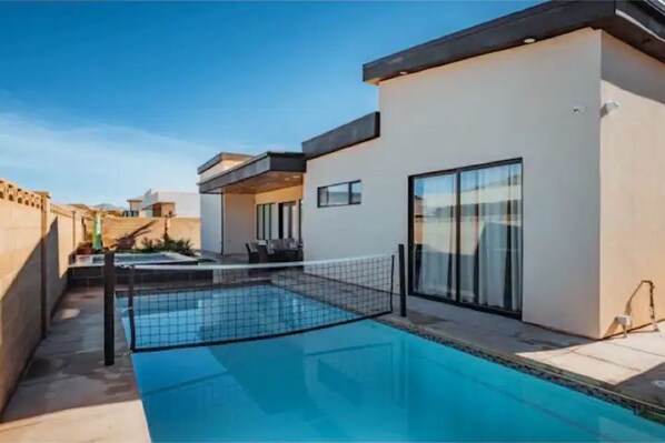 Pool with Volleyball net.