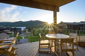Enjoy a morning cup of coffee on the West deck