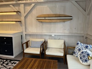 Remodeled interior of the pool cabana!