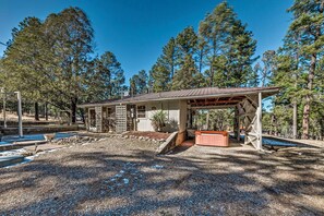 Front Exterior | Covered Patio | Private Hot Tub