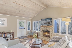 Living Room with Fireplace and HDTV