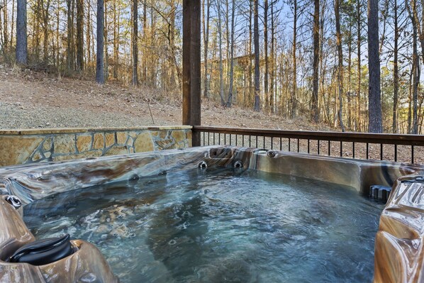 Unwind in the hot tub and take in the natural beauty around you.