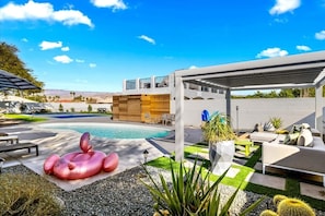 Take a dip in paradise! Lounging at this luxurious pool is the perfect way to start your day. We provide floaties but also stash an electric inflator in the master closet should you bring your own. No need to bring the towels, we got you covered.