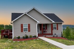Front view of the house. The entire left side is the guest quarters.