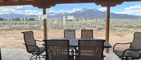 Patio with mountain views