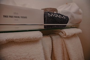 Bathroom essentials & blow dryer.